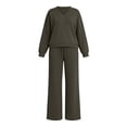 thumbnail image 7 of Lmueinov Women's 2 Piece V-Neck Pullover Sweatshirts Drawstring Wide Leg Pants Lounge Set Soft Fleece Long Sleeve Tops Workout Office Sweatsuit, 7 of 7
