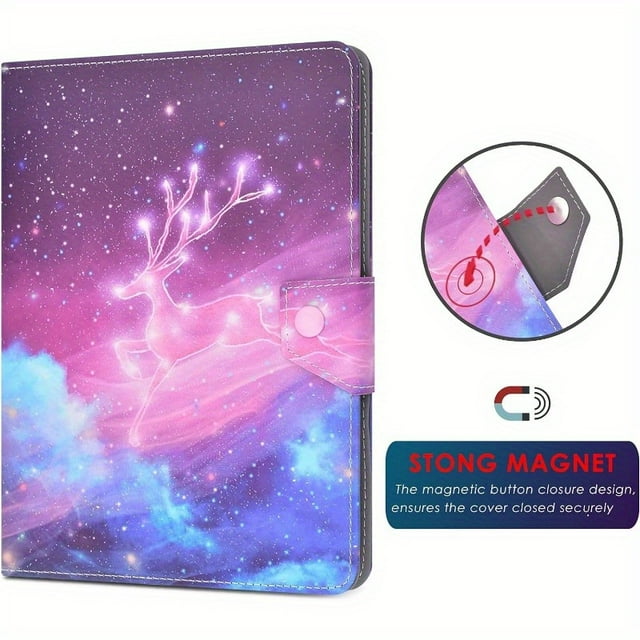LEEYNEER 10.1 Inch Tablet Case 10 Inch Tablet Cover Synthetic Faux Leather Magnetic Closure Travel Portable Protective Folio Stand Shell Case with Faux Leather for 9.6-10.5 Inch for