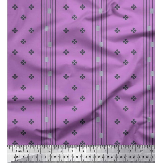 Soimoi Purple Cotton Cambric Fabric Pannahazar Jamdani Print Fabric by the Yard 42 Inch Wide