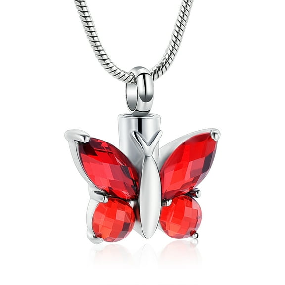 Crystal Butterfly Cremation Pendant Keepsake Urn Necklace For Ashes mini urns for memorial