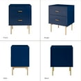 thumbnail image 5 of Wooden 2 Drawer Storage End Table Chest Cabinet Table Metal Legs for Home Navy, 5 of 6