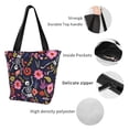 thumbnail image 5 of Vsdgher Dancing Skeletons Floral Garden print Reusable Shopping Grocery Bags for Women Shopping with Pouch Foldable Pouch Lightweight Polyester Fabric, 5 of 6