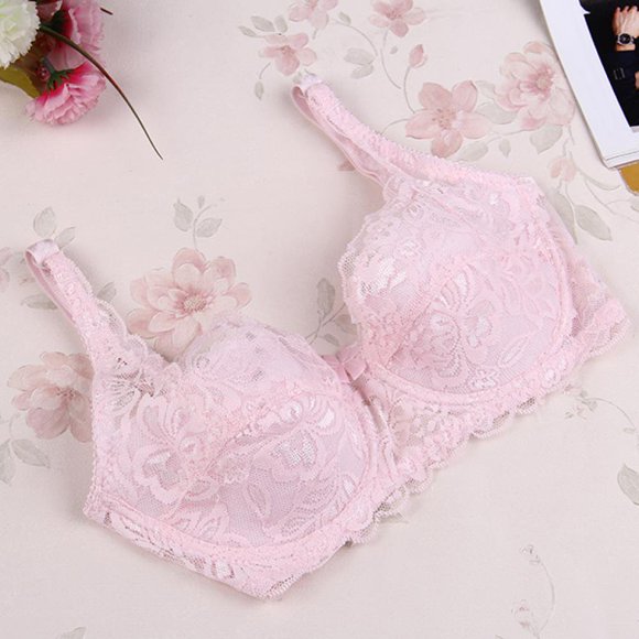 DEBGFS Push Up Bra for Women Demi Cup Padded Underwire Supportive Add Size Bras Lace Everyday Comfort Padded Up Embroidery Lace Bra 32-40B,Pink,32b