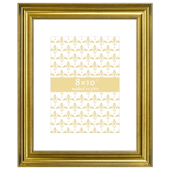 5x7 Picture Frame Gold - Matted for Gallery Wall or Tabletop Photo Frame