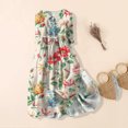 thumbnail image 5 of Busydd Womens Summer Dresses Fashion Bohemian Floral Print Maxi Dress Casual Tunic Elastic Wasit Sundress Turndown Collar Button Down Long Dress 3/4 Sleeve V Neck Flowy Cotton Linen Beach Dress, 5 of 6