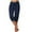 Navy, variant on Sakmal Workout Women Capris Gray Stretchy Straight Leg Leggings Mid Rise Drawstring Cropped Solid Capris