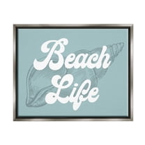 Stupell Industries Beach Life Retro Shell Animals & Insects Painting Gray Floater Framed Canvas Art Print Wall Art, 31 x 25