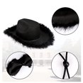 thumbnail image 4 of Cowboy Hat Velvet-rimmed Decorative Cap Felt shaped Cap Sun Hat Breathable, 4 of 6