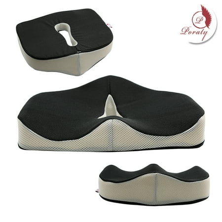 Custom Memory Foam Cushion Poraty Coccyx Orthopedic Memory Foam Seat Cushion - Helps With Sciatica Back Pain - Perfect for Your Office Chair and Sitting on the Floor ()