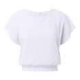 thumbnail image 3 of Womens Shirts Fashion Tank O Neck Lace Sleeve Loose Womens Dressy Casual Shirts,White,M, 3 of 5
