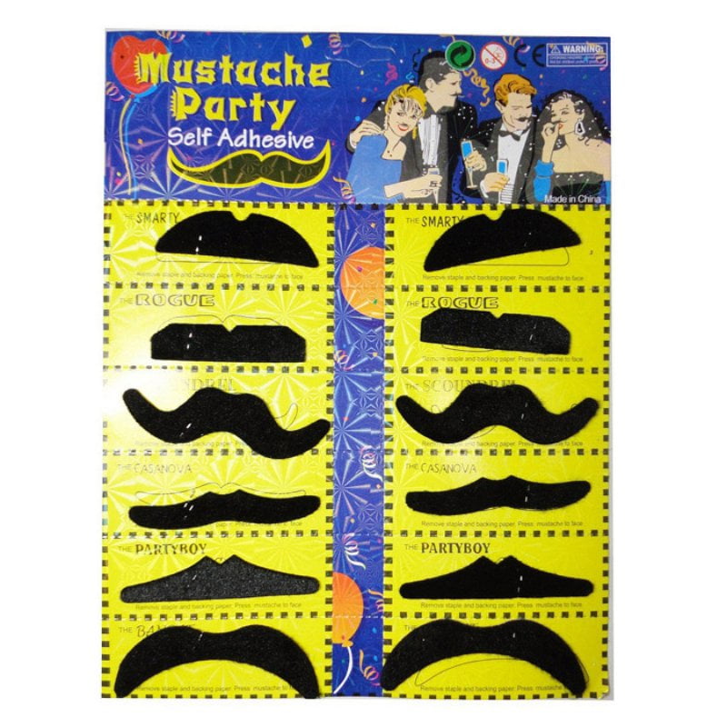 Set Of 6 Emergency Moustaches Stick On Funny Tash 