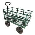 thumbnail image 5 of KOFUN 600 Lbs Heavy Duty Steel Garden Cart, Outdoor Metal Yard Utility Wagon Carts with 10" Tires and Mesh Removable Sides (Convert to Flatbed) and 180°Rotating Handle, Green, 5 of 8
