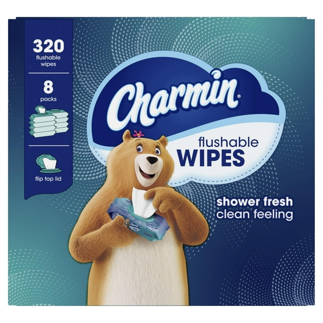 Toallitas húmedas desechables Charmin 320 hojas, 8 paquetes