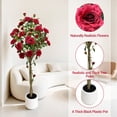 thumbnail image 4 of Arbre de Roses Rouges Artificielles de 1,5 m – Fleurs en Soie Réalistes, Feuillage Vert Réaliste, Tronc en Plastique Robuste – Plante Artificielle Sans Entretien pour la Maison, le Bureau, l'Entrée Ou l'Extérieur Couvert, 4 of 8