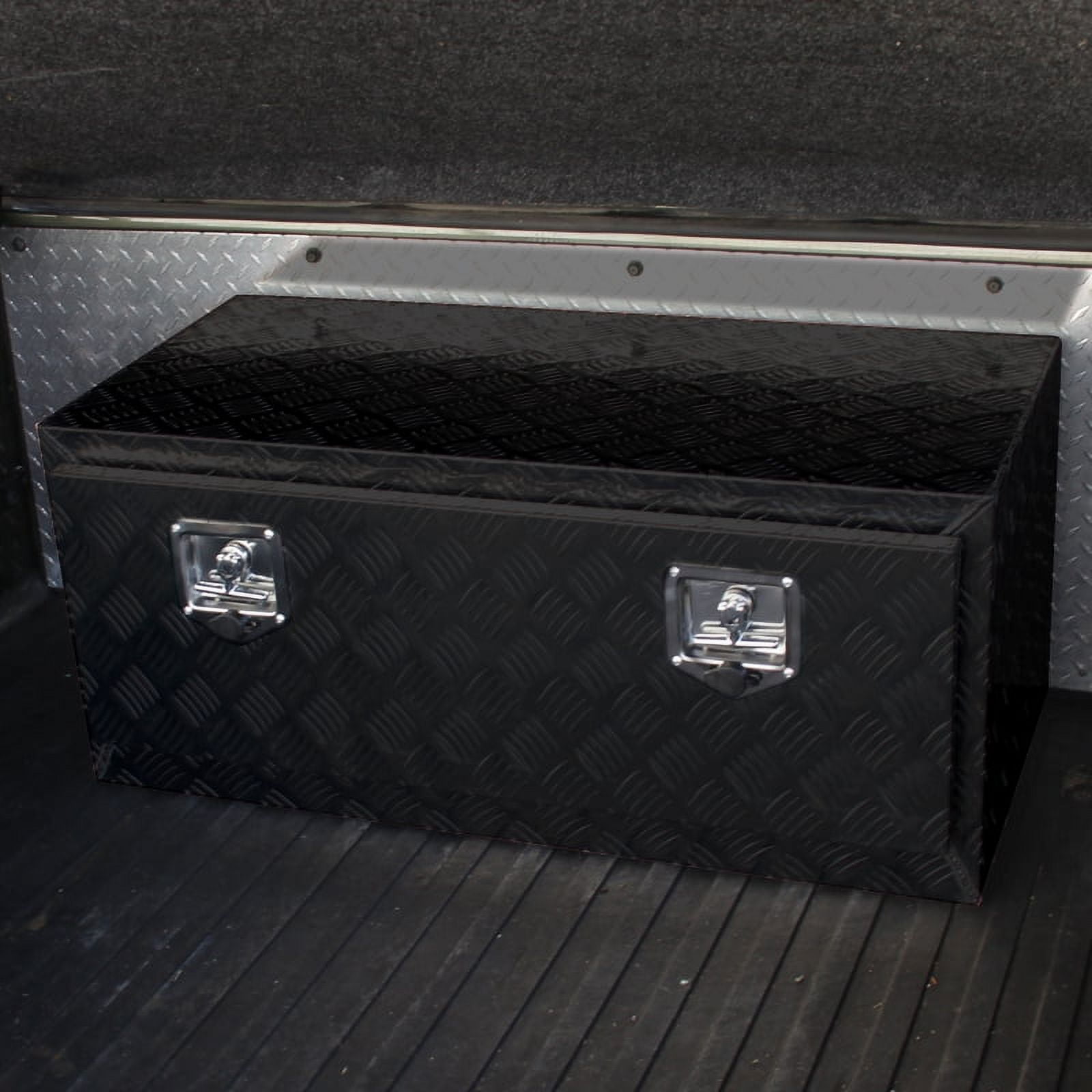 Spec-D Tuning 36x18x16 Truck Pickup Bed Utility Chest Aluminum Black Tool Box Trailer Storage W/ Lock Key