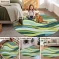 thumbnail image 5 of Teal Green Ombre Round Area Rug 3Ft Washable Small Circle Rugs for Kitchen Entryway, Modern Abstract Moire Wave Striped Non-Slip Carpet Floor Mats Indoor Outdoor Carpet Runner Aesthetic Home Decor, 5 of 8
