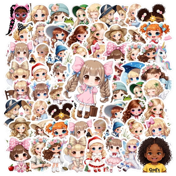 35pcs-50pcs Fairy Stickers Stationery Dolls Stickers Kids PVC Stickers for Laptop Suitcase Phone
