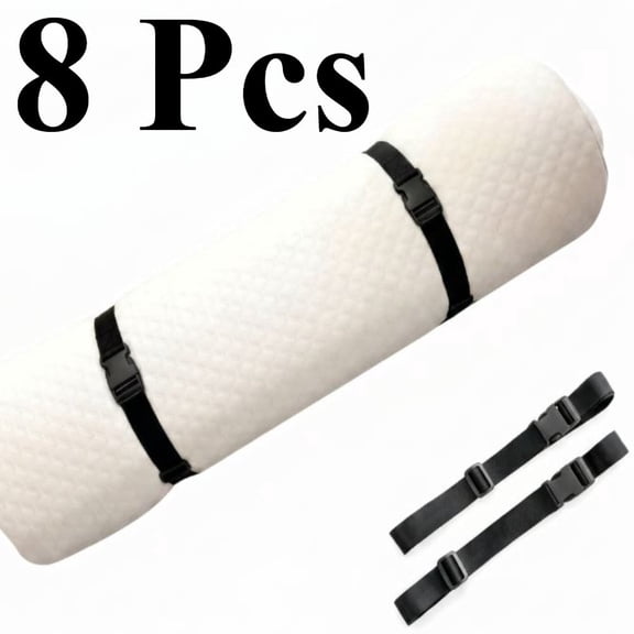 8Pack Utility Straps with Quick-Release Buckle, 65" Adjustable Nylon Straps, Nylon Tie Down Straps for Backpack Sleeping Bag Luggage Packing, Black