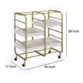 thumbnail image 5 of Benjara Metal Frame Serving Cart with Adjustable Compartments,Gold and Washed White, 5 of 5