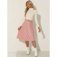 thumbnail image 4 of DARING DIVA Women's Plaid Belted Vintage A-Line Midi Skirt XS Light Pink, 4 of 6