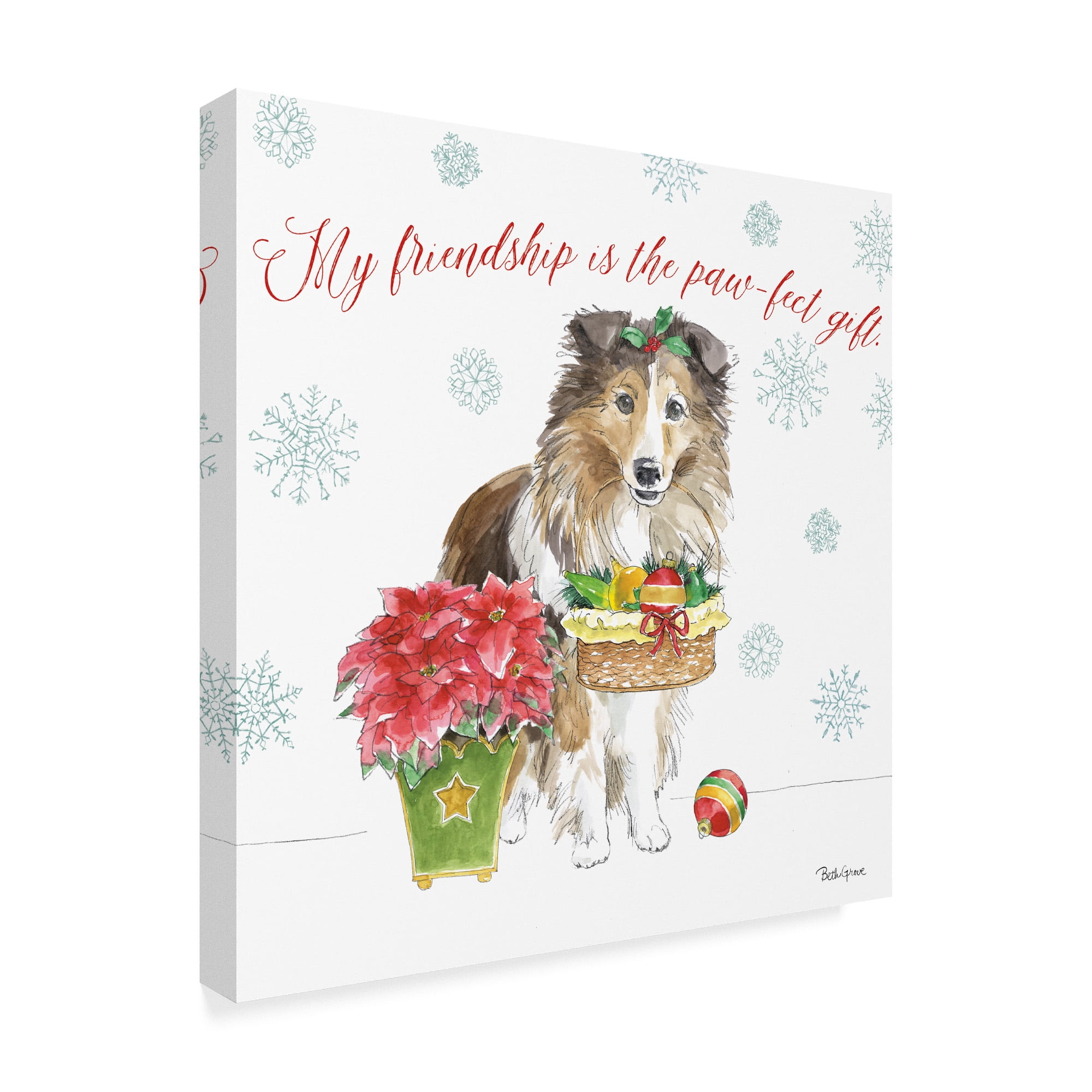 Trademark Fine Art 'Holiday Paws III' Canvas Art by Beth Grove