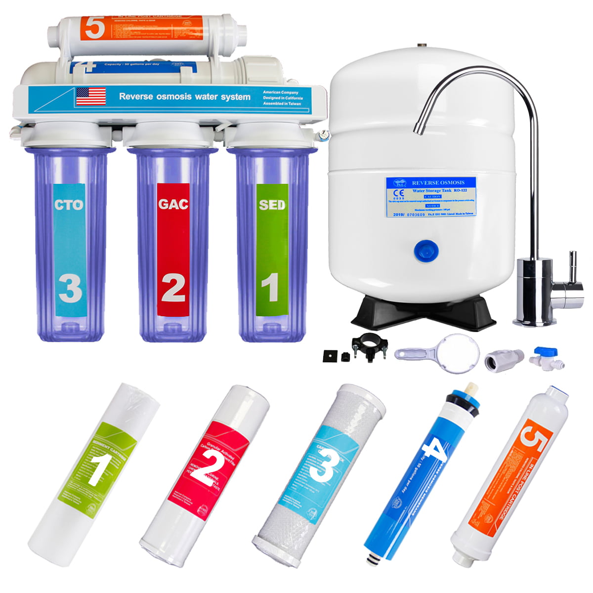 BIGLAND 5 Stage Home Drinking Reverse Osmosis RO Water System Clear Plus All 5 Filters Walmart