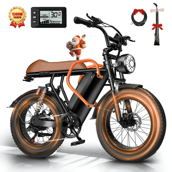 BroPath Electric Bike for Adults, 1500W Peak , 30MPH Electric Bike,50Mlies, 20" Fat Tire E-Mountain Bikes, 864Wh Removable Battery Ebike, Full Suspension shock, 7-Speed, UL 2849,Dirt ebike