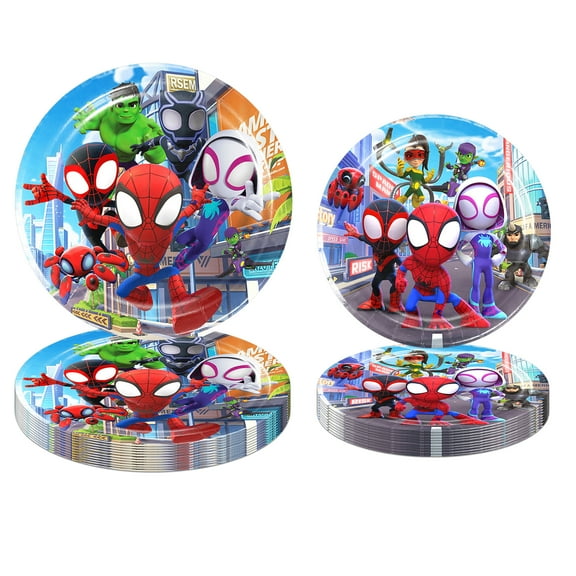 60 PCS Spidey Birthday Paper Plates, Spidey Party Disposable Paper Plates for Birthday Decorations