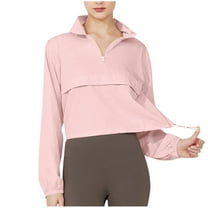 Sevevn Half Zip Pullover Cropped Jackets for Women Long Sleeve Workout Athletic Running Yoga Shirts
