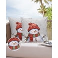 thumbnail image 6 of Pack of 2 Outdoor Pillow Covers, Christmas Snowman with Cap Xmas Tree Snowflake Grey Waterproof Square Throw Pillowcase Cushion Decorative Pillow Covers for Couch Patio Tent, 20x20 in, 6 of 6