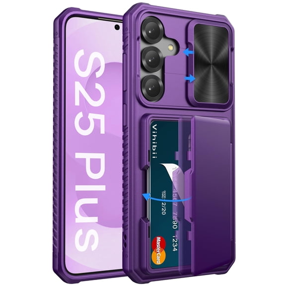 Funda tipo cartera Vihibii para Samsung Galaxy S25+ Plus, color morado oscuro