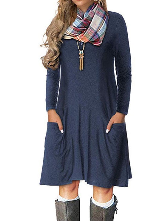 Vista - Women's Plus Size Casual Loose T Shirt Mini Dress with Pockets - Walmart.com