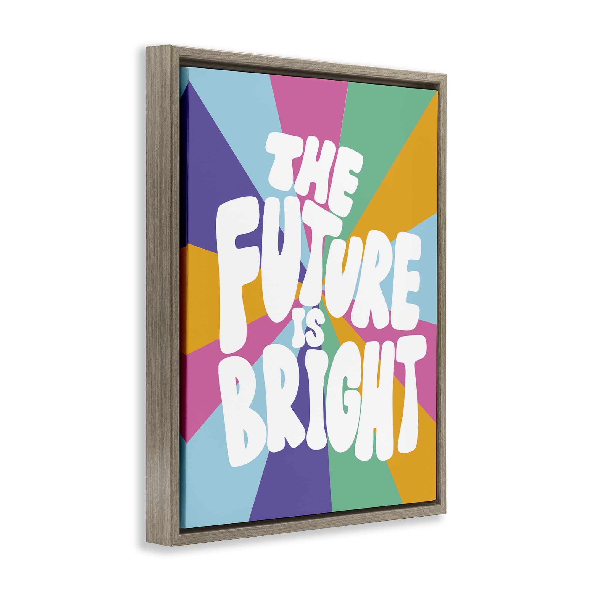 Stupell Industries Retro Future Is Bright Text & Numbers Painting Brown Floater Framed Canvas Art Print Wall Art, 25 x 31