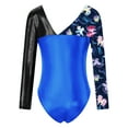 thumbnail image 2 of YEAHDOR Kids Girls Metallic Printed Gymnastics Leotard Long Sleeve Dance Unitard Biketard Blue 10, 2 of 4