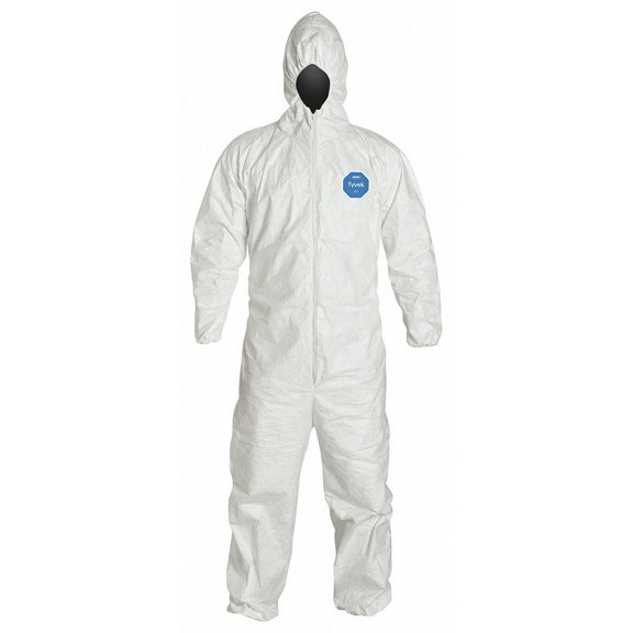 Dupont Hooded Coveralls,White,3XL,Elastic,PK25  TY127SWH3X002500