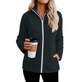 thumbnail image 2 of Women's Long Sleeved Coat Baeitkot Women's Fashion Women's Cardigan Coat Zipper Pocket Long Sleeved Top Coat Dark Blue M, 2 of 8