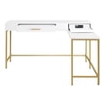 thumbnail image 2 of Modern Life White L Desk Charger Drawer with Gold Metal Legs, 2 of 9