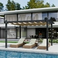 thumbnail image 4 of WildBreak Outdoor Pergola 10 x13 Feet, Wood Grain Metal, with Retractable Canopy, Gray & Khaki, 4 of 8