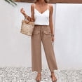 thumbnail image 1 of TaTaai Women Solid Color Cotton Linen Casual Long Pants Elastic Drawstring Waist With Pockets Loose Fit Lightweight Breathable Soft Fabric Machine Washable No Fading Daily Office Wear Gift, 1 of 7