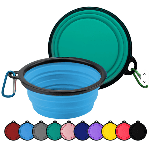 Collapsible Dog Bowl 650ml – Large Silicone Travel Pet Feeding & Water Bowl with Carabiner – Portable, Durable, BPA‑Free – Purple