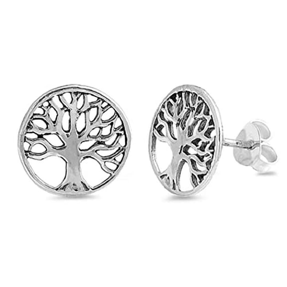 Body Accentz Silver Stud Earrings - Tree of Wisdom Life