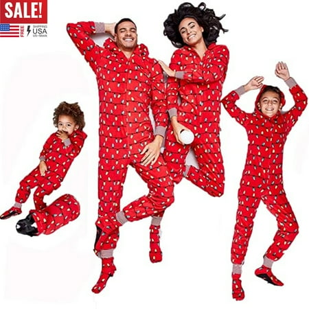 

ZIYIXIN Christmas Family Matching Pajamas Sets Sleepwear One Piece Jumpsuit Hoodie PJs Xmas Loungewear
