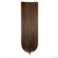 thumbnail image 2 of SHCKE 18" 3Pcs Clip in Hair Extensions Straight Hair Extensions Synthetic Fiber Clip On Hair Extensions for Women Dark Brown Mix Light Auburn, 2 of 5
