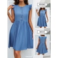 thumbnail image 6 of SLADYGLO Women Elegant Button Front Dress with Ruffled Shoulders, 6 of 7