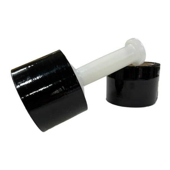 3" in. x 1000FT 80 Gauge 1 Roll Stretch Shrink Film Hand Wrap   Handle Black