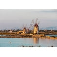 thumbnail image 2 of Wilson, Emily 14x11 Gold Ornate Wood Framed with Double Matting Museum Art Print Titled - Trapani Province-Marsala Wind mills at the salt evaporation ponds in the Stagnone Nature Reserve, 2 of 4