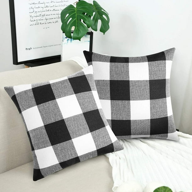 Buffalo plaid top pillow cover