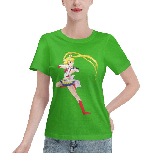 T-Shirt Basique à Manches Courtes pour Femmes Sailor Moon Lièvre Lunaire