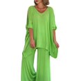 thumbnail image 5 of ZenCart Women's Loose Boho Two Piece Set Casual Pullover Short Sleeve Top Wide Leg Pants Set Oversized Summer Outfits, 5 of 8