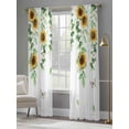 thumbnail image 4 of Sunflower Sheer Curtains 96 Inch Length 2 Panels Set, Butterfly Flowers Green Leaf Watercolor White Voile Window Treatment Semi Sheer Long Curtains Drapes for Bedroom/Living Room/Kitchen 52"x96"x2, 4 of 7